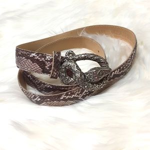Leatherock Snakeskin print Snake buckle Belt Sz 36 L